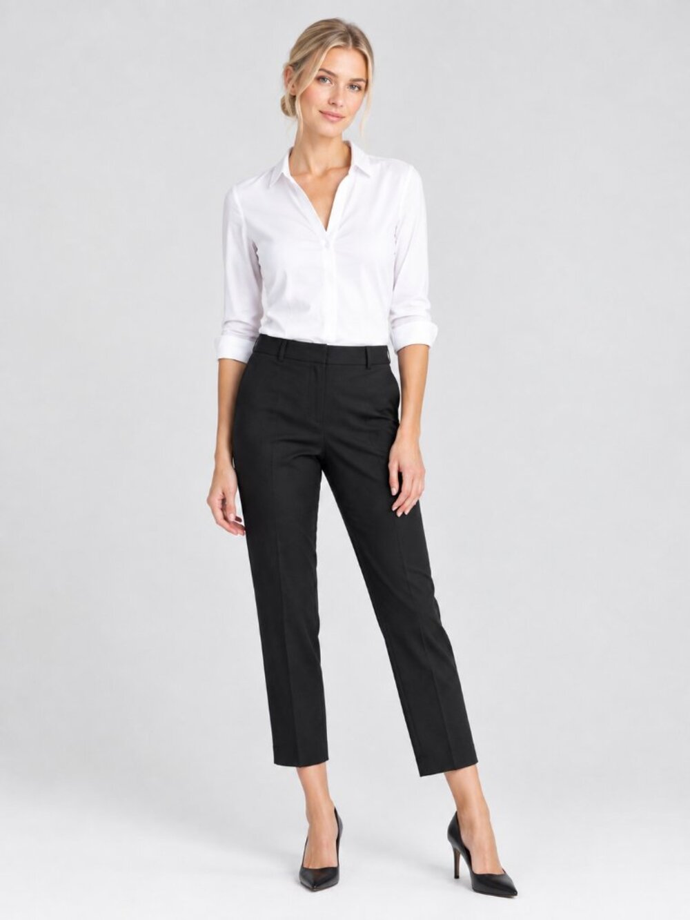 2/$30 J. Jill Petite Mid Rise Straight Leg Crop Dress Pants Black 6 #A4720